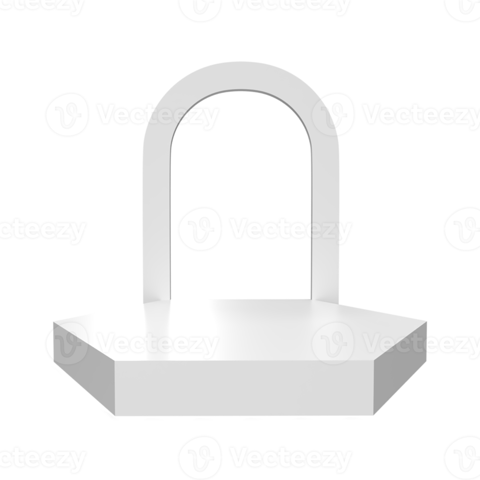 Podium white product display stand or pedestal on advertising background. 3D rendering. png