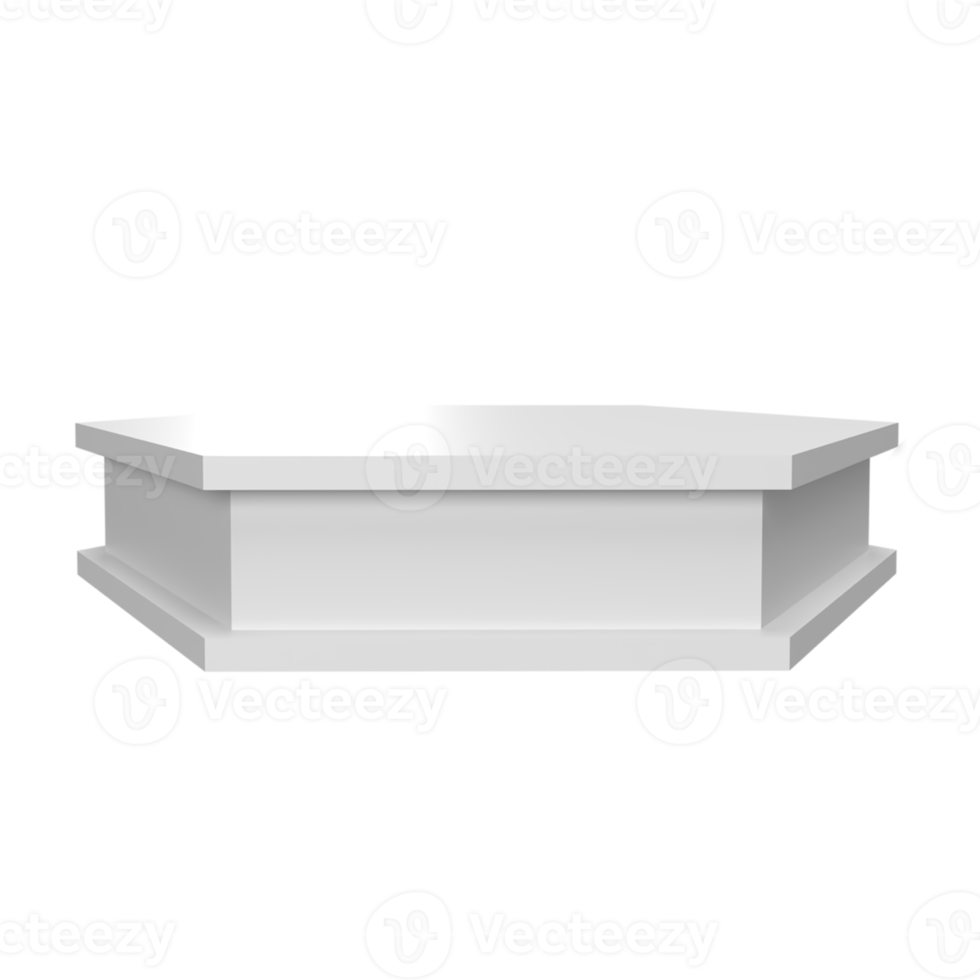 Podium white product display stand or pedestal on advertising background. 3D rendering. png