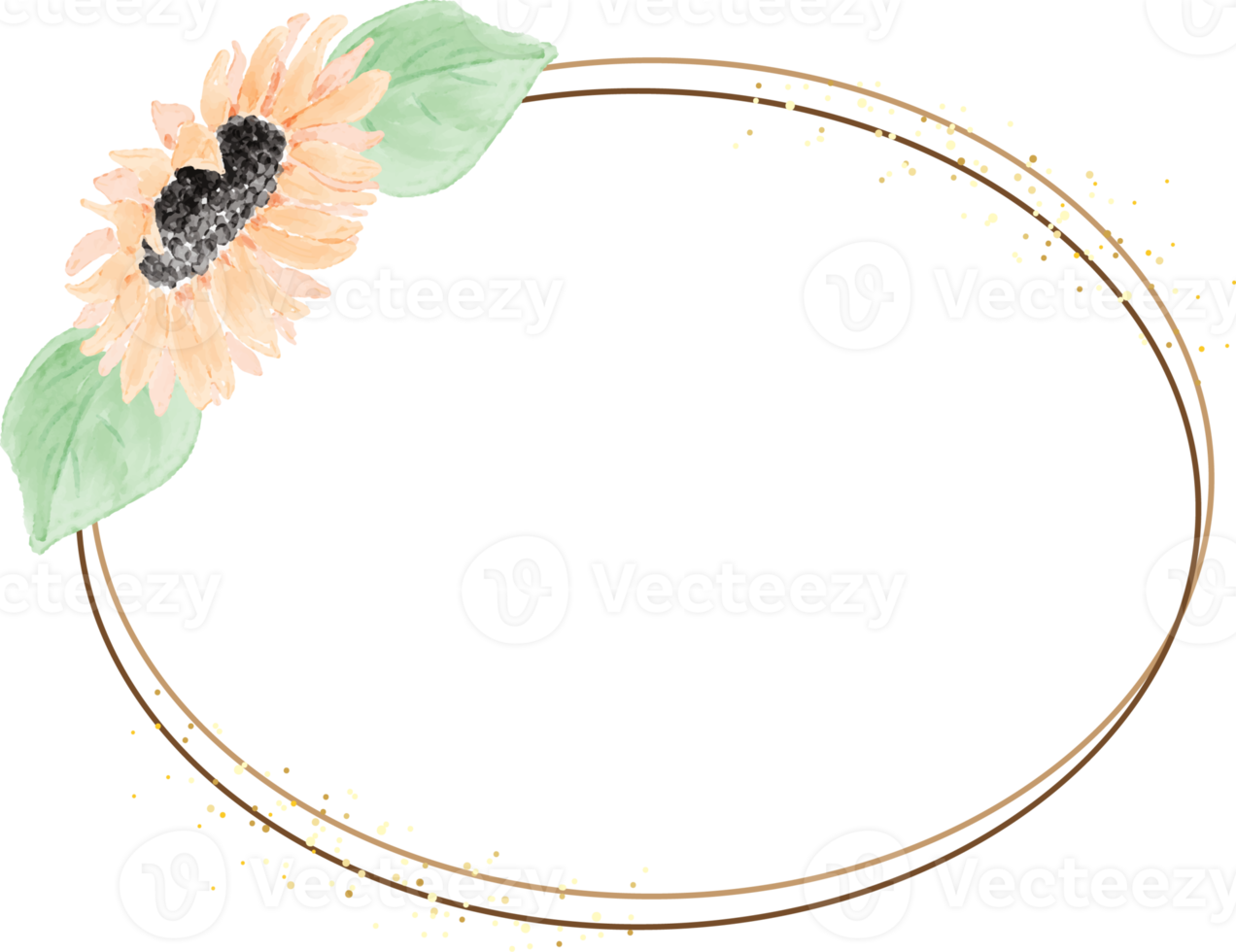 minimal watercolor yellow sunflower wreath frame png