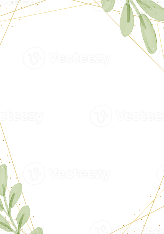 vattenfärg botanisk hand teckning leafs med lyx gyllene ram png