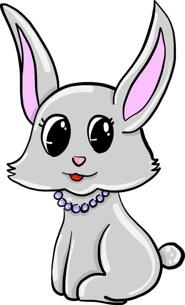 Bunny with  jewelry, illustration, vector on white background