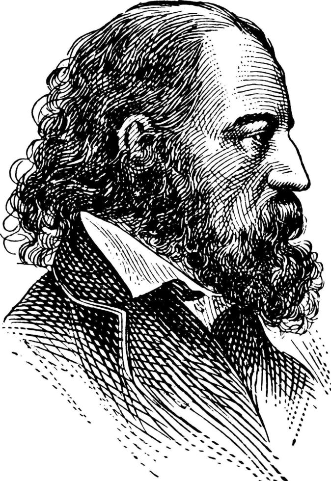 alfred tennyson, ilustración de la vendimia vector