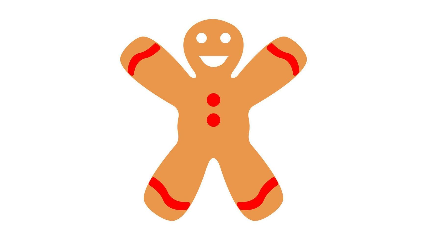 Gingerbread man holiday biscuit or cookie flat color vector icon for food apps and websites