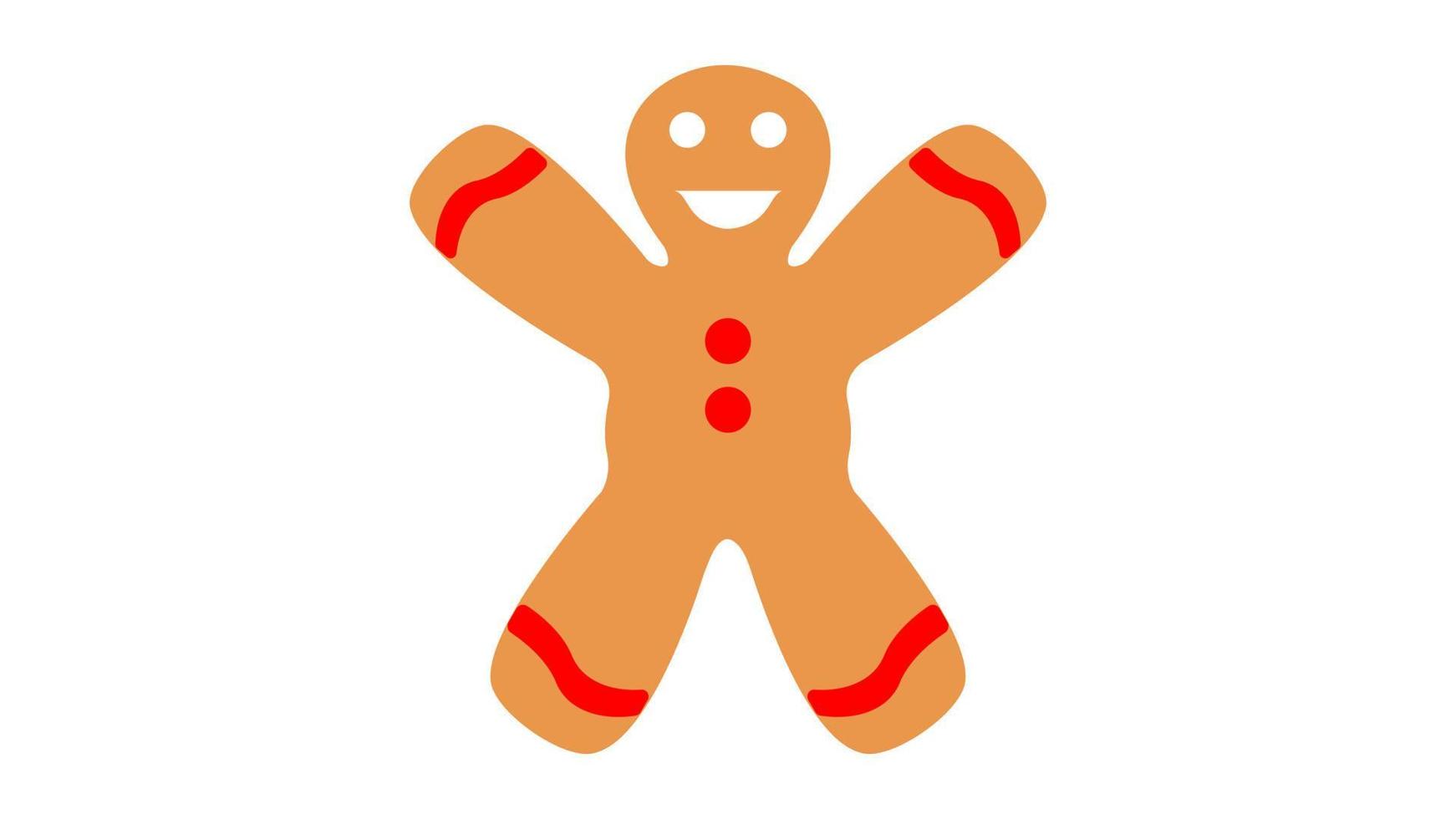 Gingerbread man holiday biscuit or cookie flat color vector icon for food apps and websites