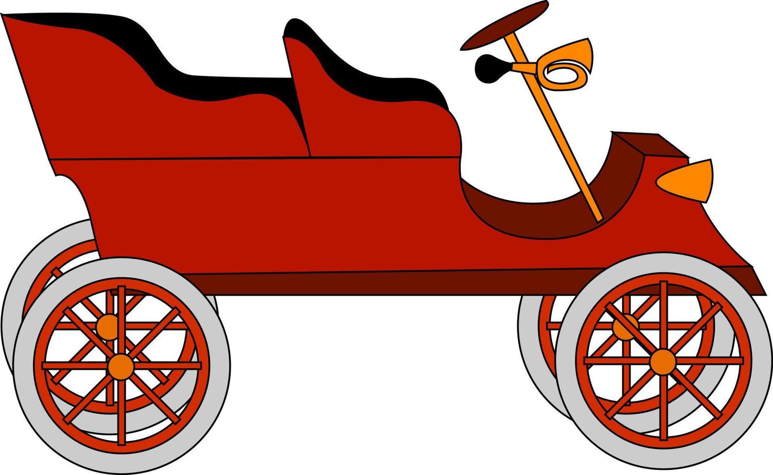 Old red car, illustration, vector on white background.