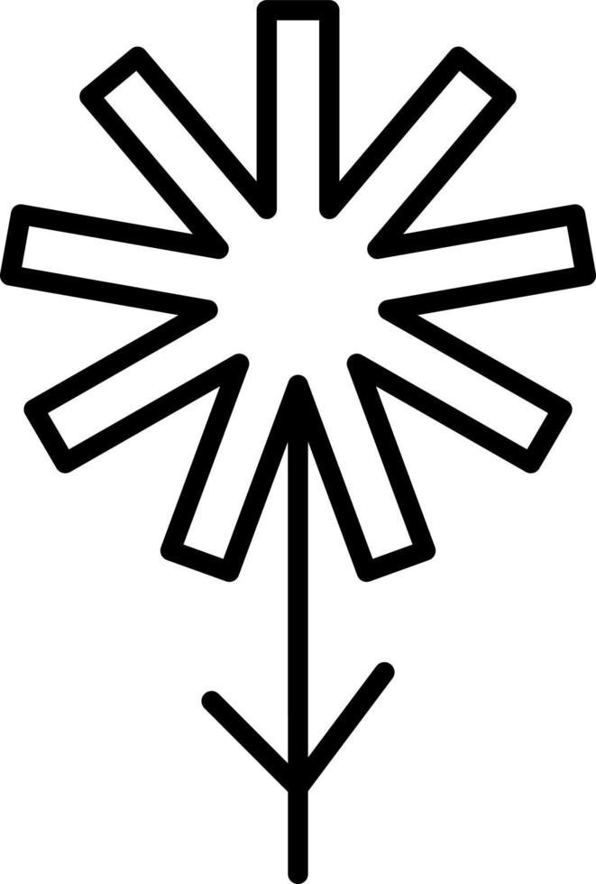 White flower with nine longer petals, illustration, vector on white background.