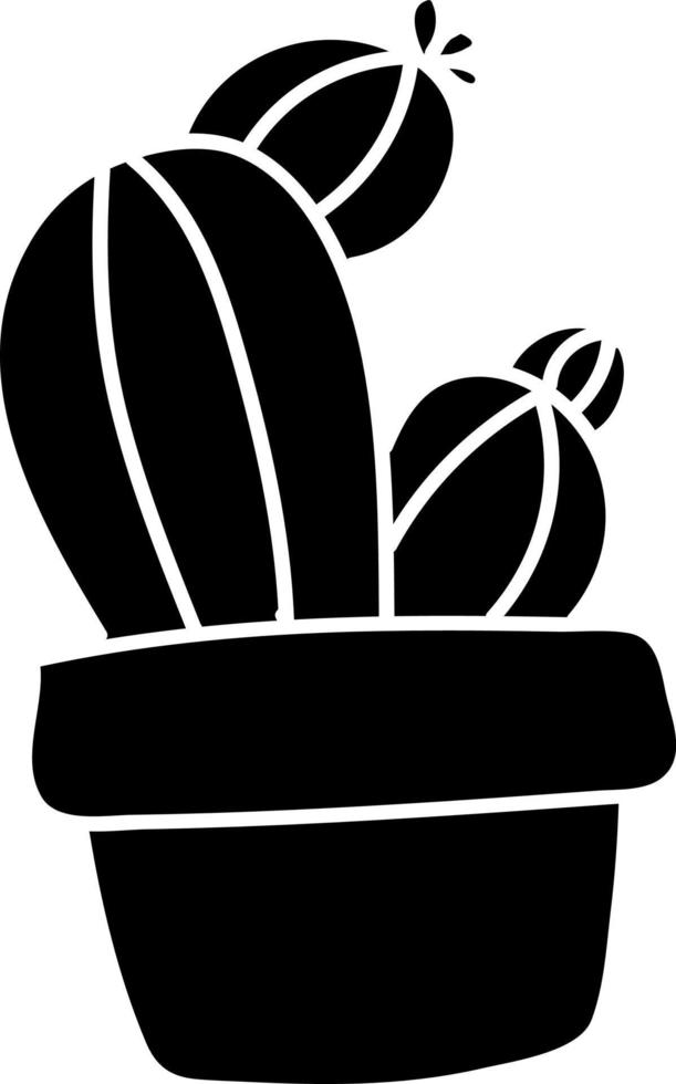Three black potted cactuses, illustration, vector on white background.