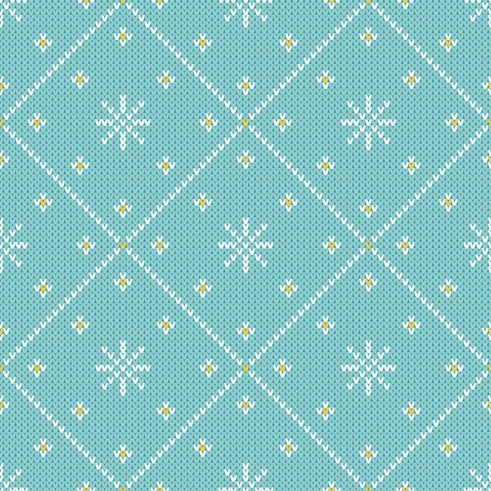 Christmas sweater snowflake seamless diamond pattern. vector