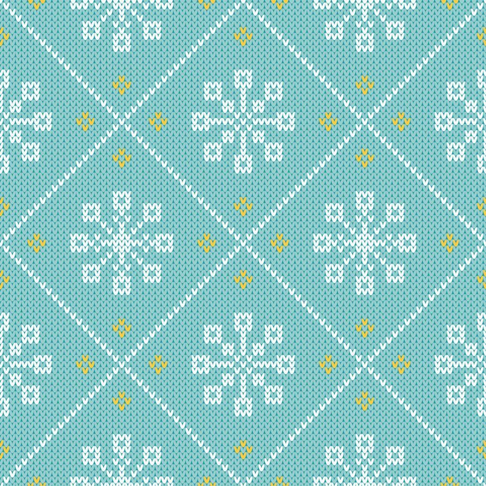 Christmas sweater diamond seamless pattern with snowflakes. vector
