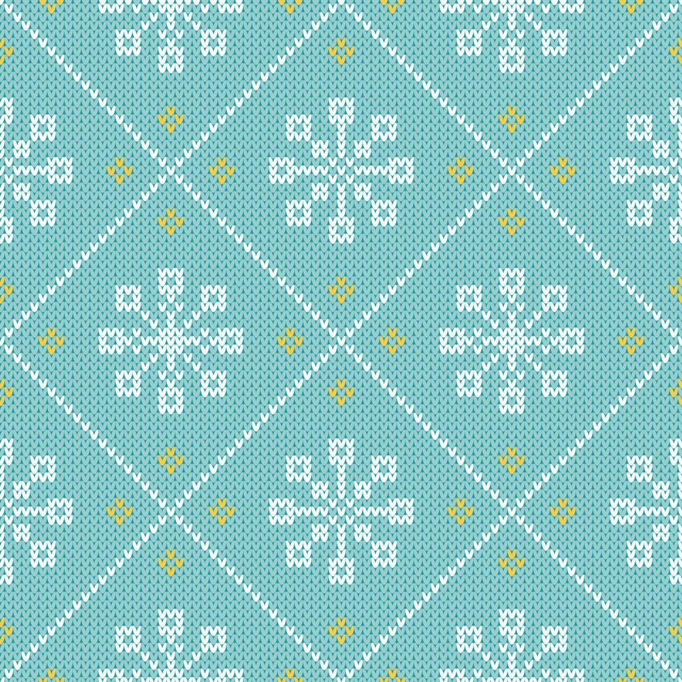 Christmas sweater diamond seamless pattern with snowflakes. vector