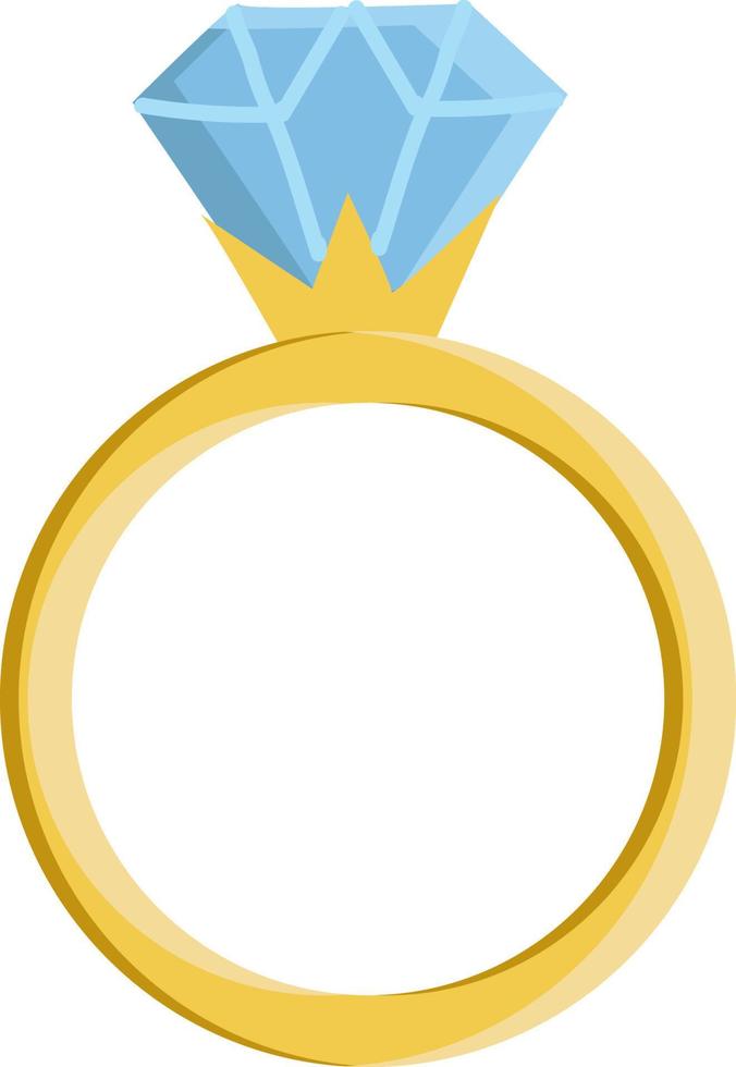 A gold diamond ring, vector or color illustration.