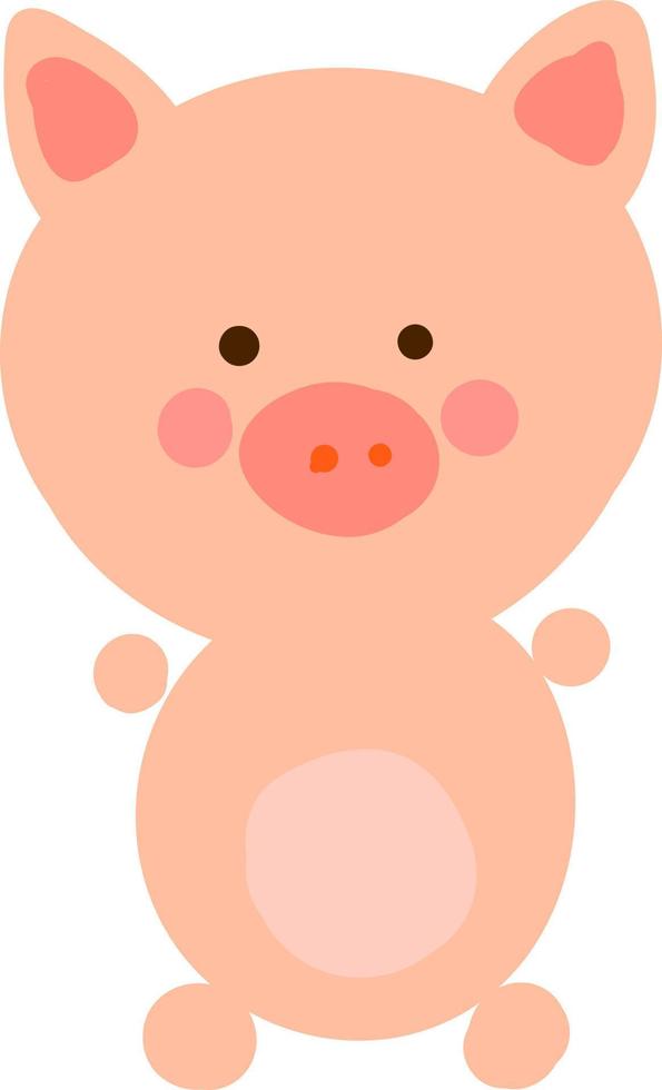 Happy little pig, illustration, vector on white background.