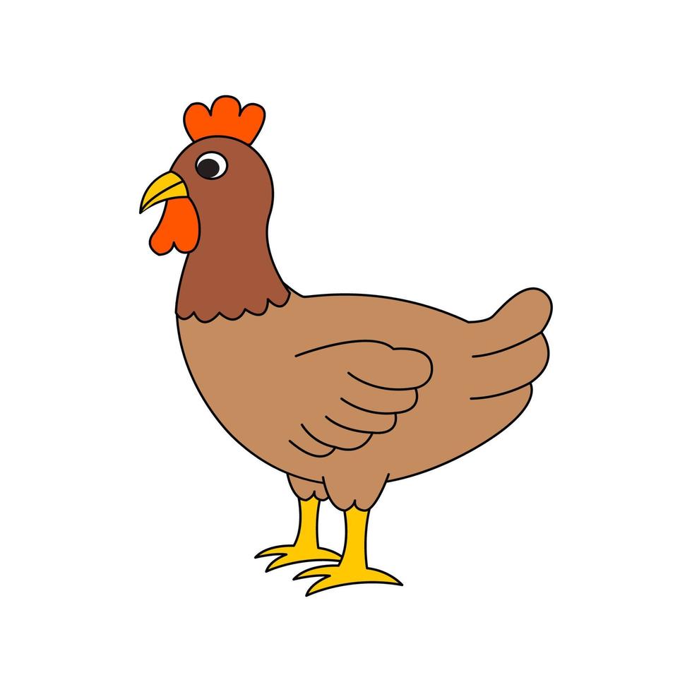 lindo animal de gallina en versión de dibujos animados vector