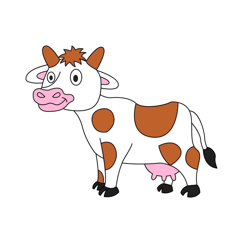 lindo animal de vaca en versión de dibujos animados vector