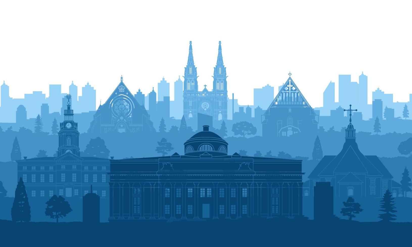 Finland famous landmarks by silhouette style vector