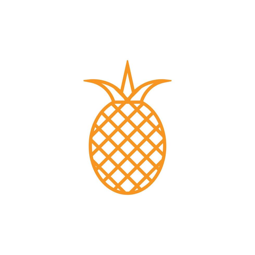 eps10 orange vector Pineapple with leaves line art icon isolated on white background. ananas outline symbol in a simple flat trendy modern style for your website design, logo, and mobile application