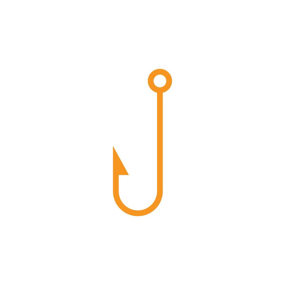 eps10 orange vector barbed fishing hook line icon isolated on white background. empty fishing tackle outline symbol in a simple flat trendy modern style for your website design, logo, and mobile app