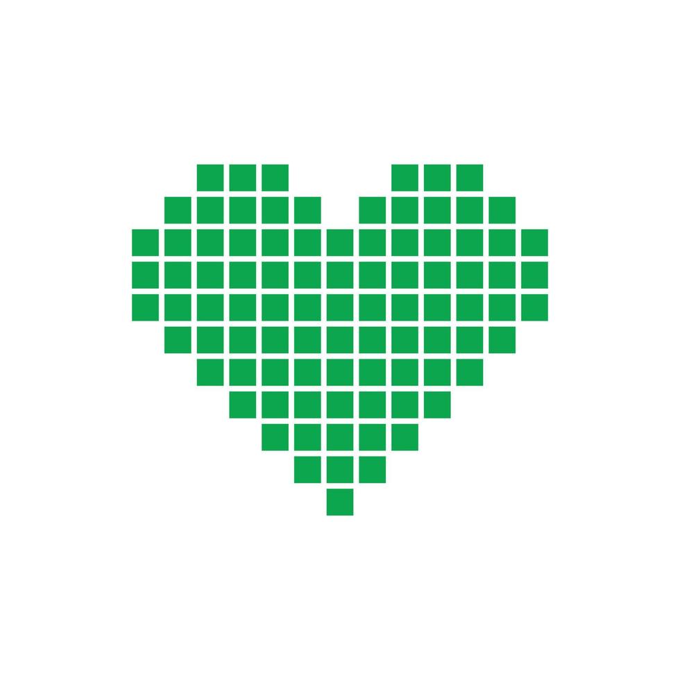 eps10 vector verde pixel art corazón abstracto icono sólido aislado sobre fondo blanco. símbolo de amor en un estilo moderno y sencillo para el diseño de su sitio web, logotipo y aplicación móvil