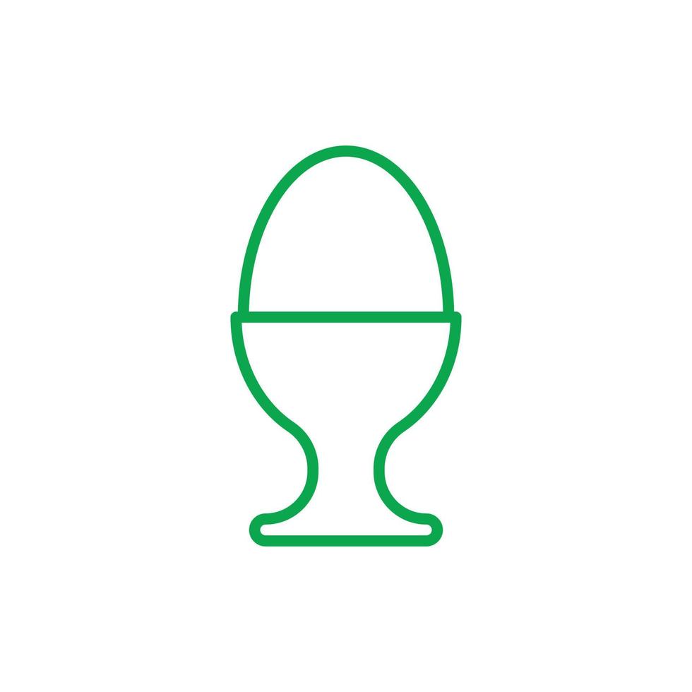 eps10 green vector Egg cup server holder with hard boiled egg icon isolated on white background. egg stand symbol in a simple flat trendy modern style for your website design, logo, and mobile app
