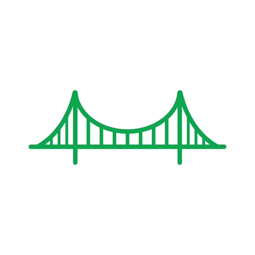 eps10 icono de arte de línea de puente de puerta de oro de vector verde aislado sobre fondo blanco. símbolo de esquema de puente colgante en un estilo moderno y plano simple para el diseño de su sitio web, logotipo y aplicación móvil