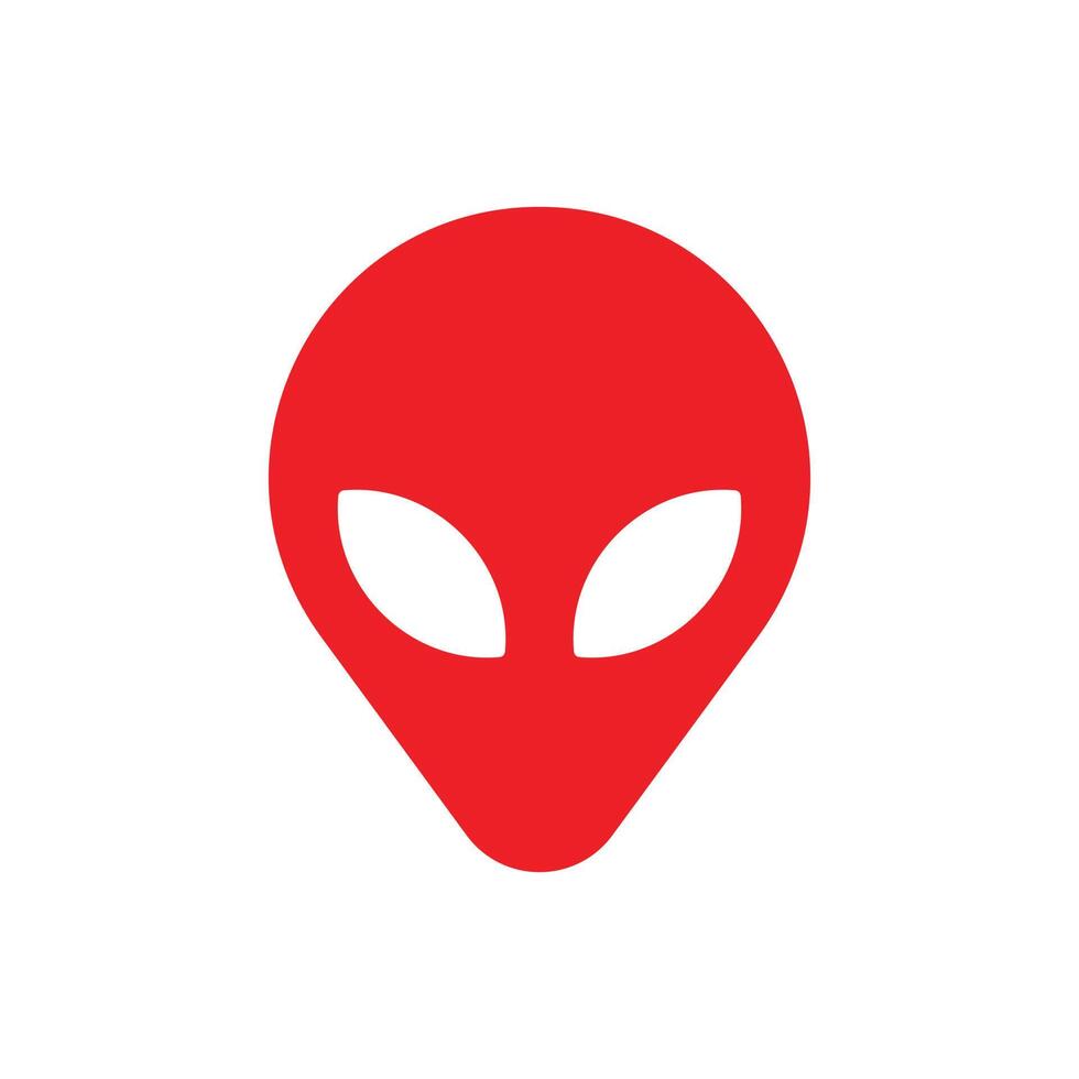 eps10 vector rojo extraterrestre alienígena cara o cabeza icono de arte sólido aislado sobre fondo blanco. símbolo alienígena en un estilo moderno y plano simple para el diseño de su sitio web, logotipo y aplicación móvil