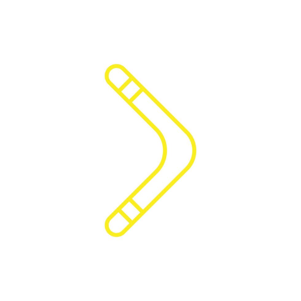 eps10 vector amarillo boomerang o icono de línea de karma aislado sobre fondo blanco. símbolo de contorno de flecha hacia adelante o hacia la derecha en un estilo moderno y plano simple para el diseño de su sitio web, logotipo y aplicación móvil