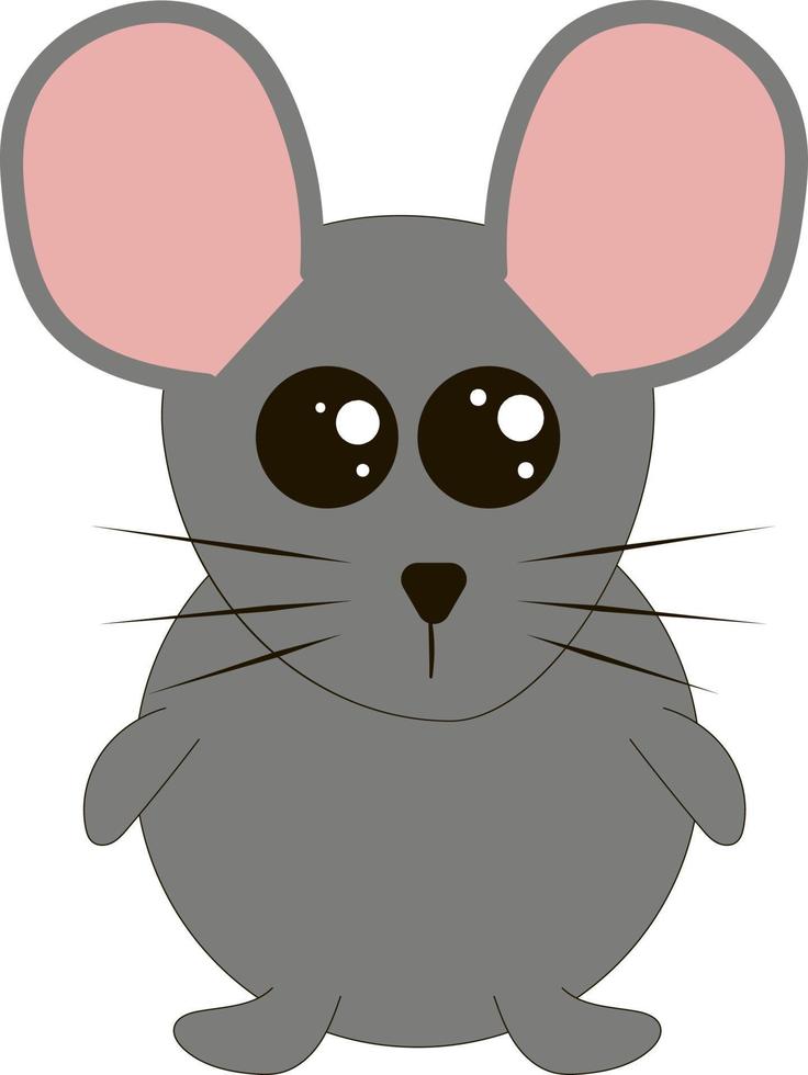 Gray mouse, illustration, vector on white background.