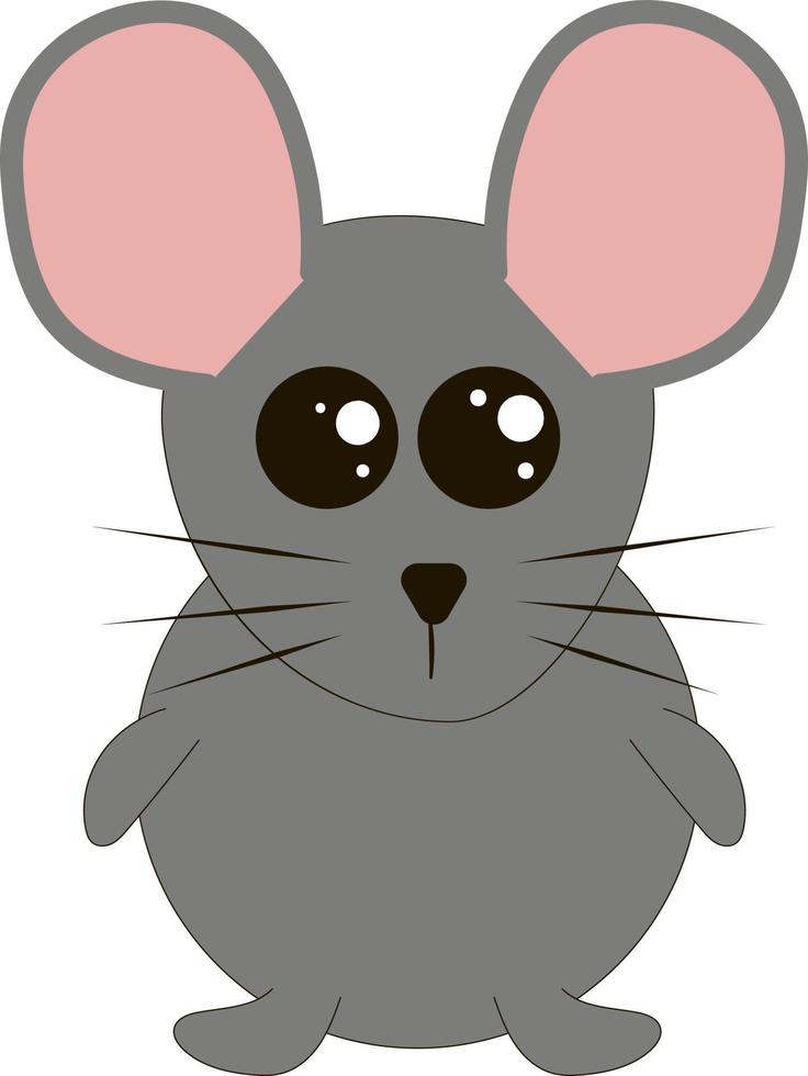 ratón gris, ilustración, vector sobre fondo blanco.