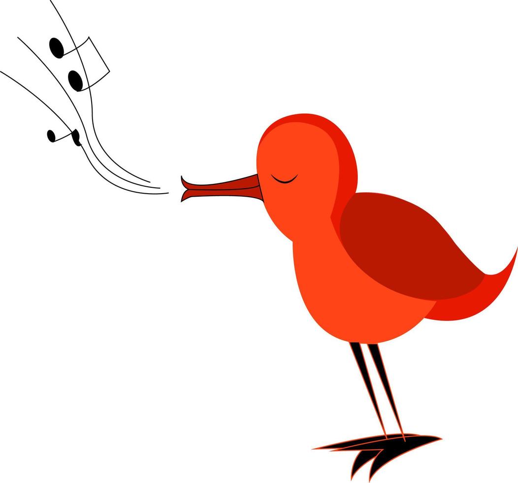 A singing bird, vector or color illustration.