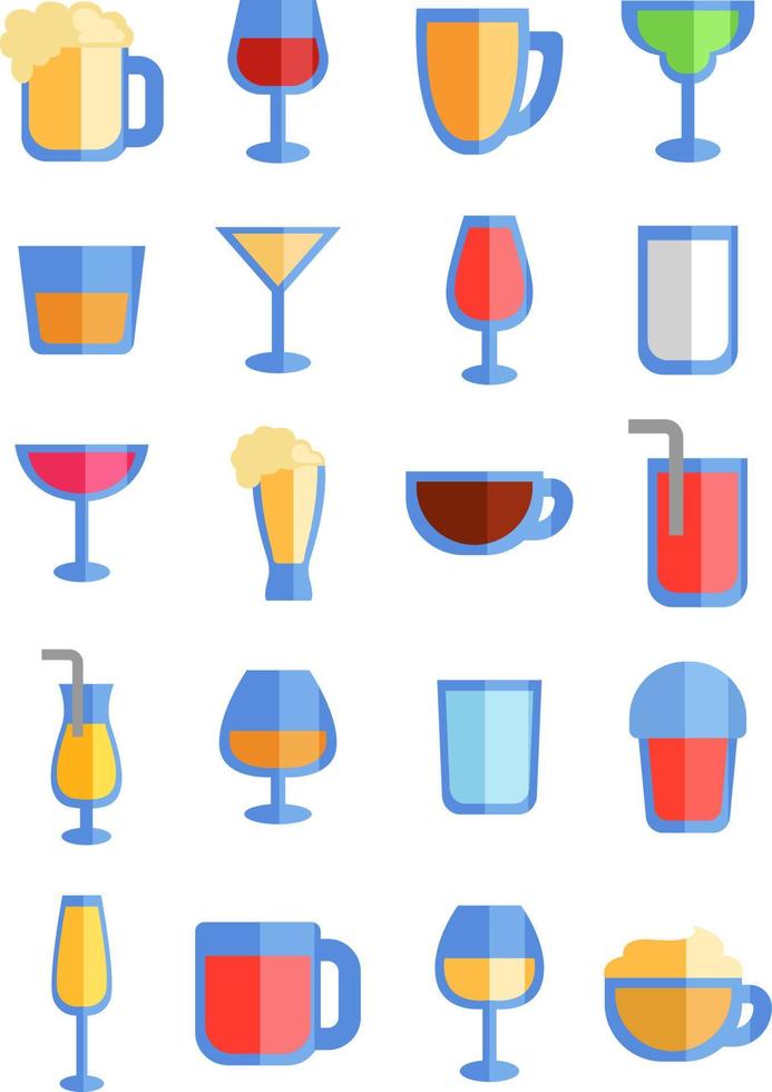 Drinks icon pack, illustration, vector on a white background.