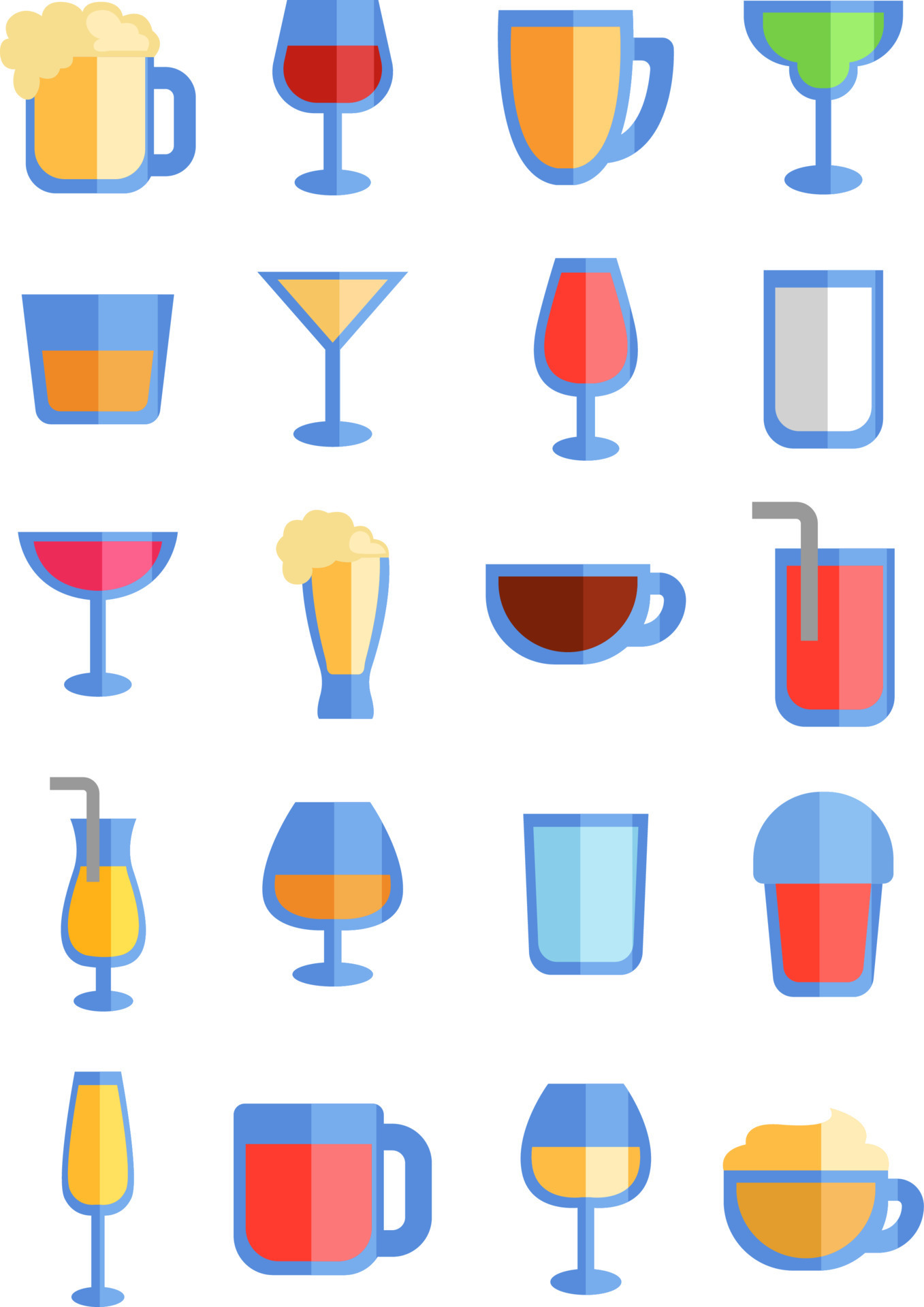 Drinks icon pack, illustration, vector on a white background. 13742996