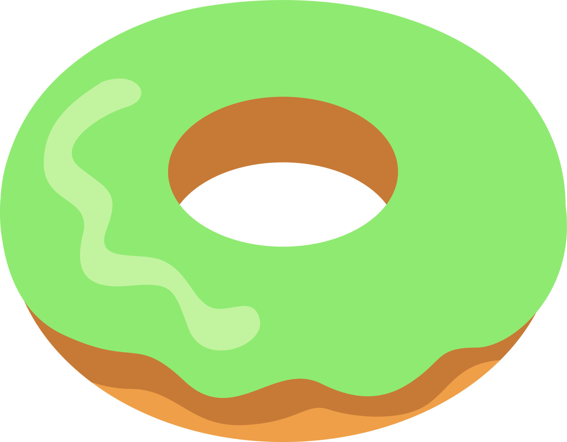 Donut with green cream, illustration, vector on a white background