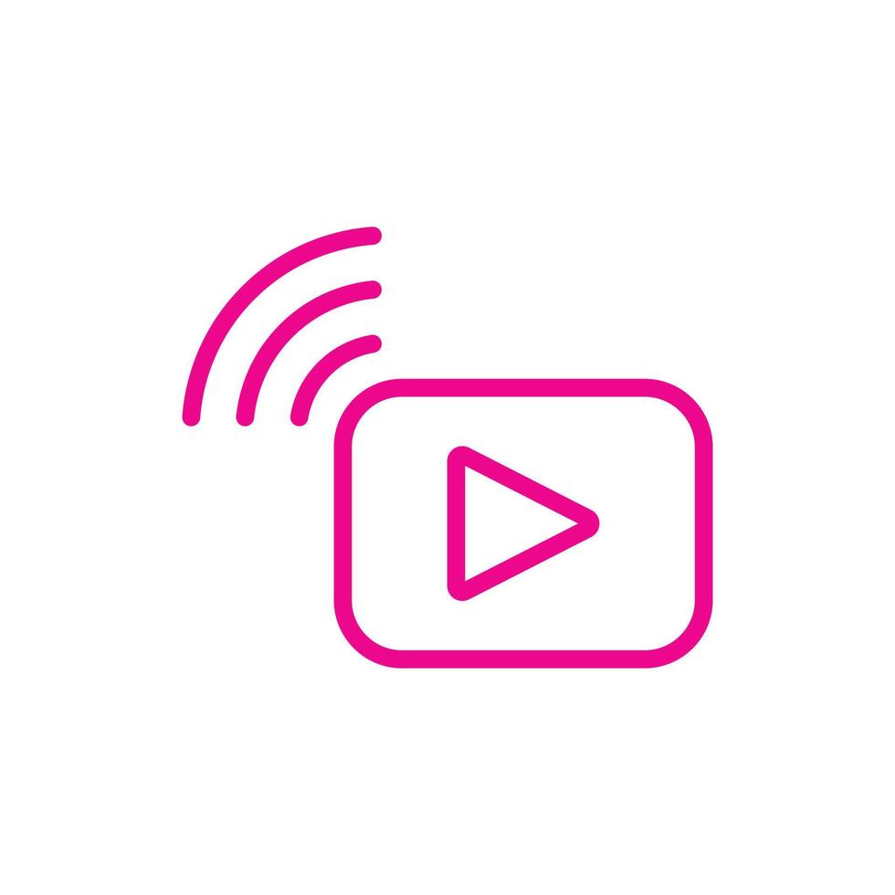 eps10 vector rosa transmisión de video en vivo o icono de transmisión aislado en fondo blanco. símbolo de educación en línea en un estilo moderno y plano simple para el diseño de su sitio web, logotipo y aplicación móvil