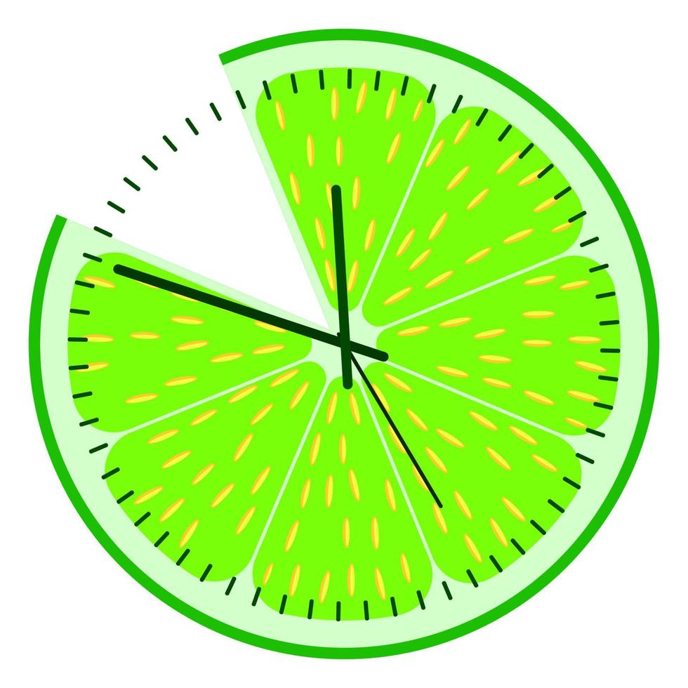 dial of wall clock, stylized as lemon slice. Watch dial, design element. Vector