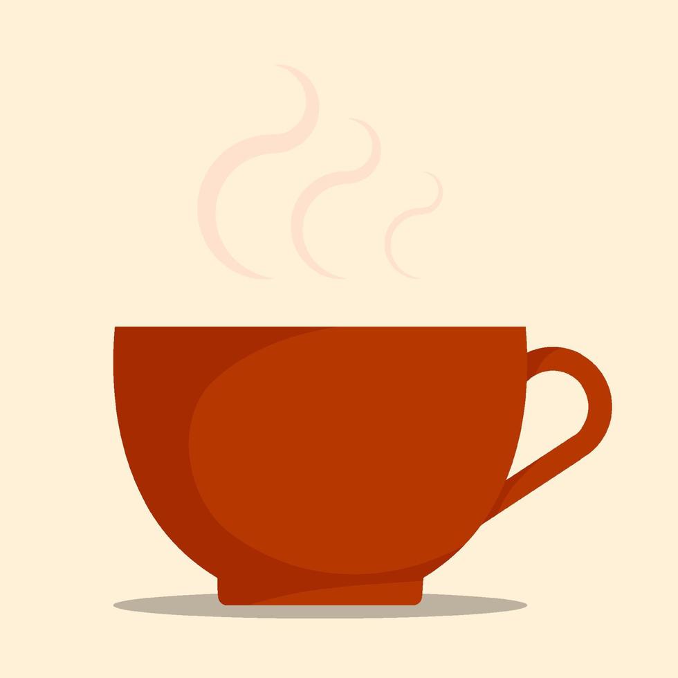 coffee mug with hot coffee and steam. Morning drink for good mood. Vector in flat style