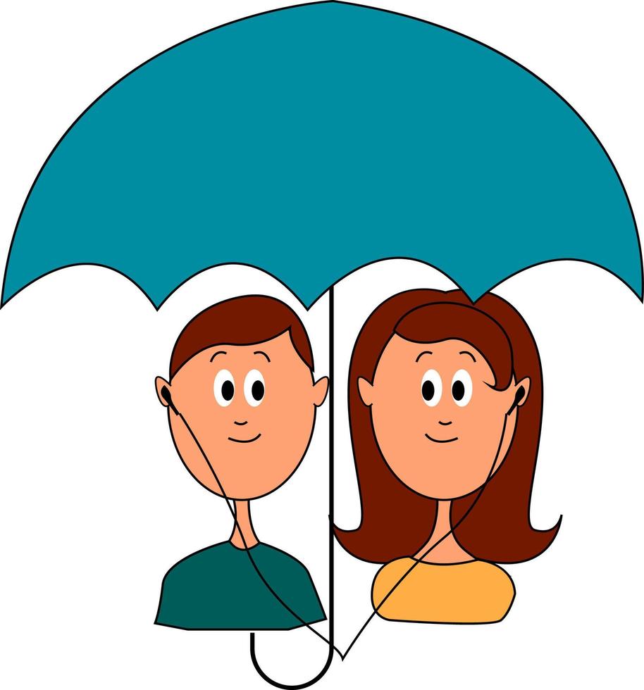 Love under umbrella, illustration, vector on white background.