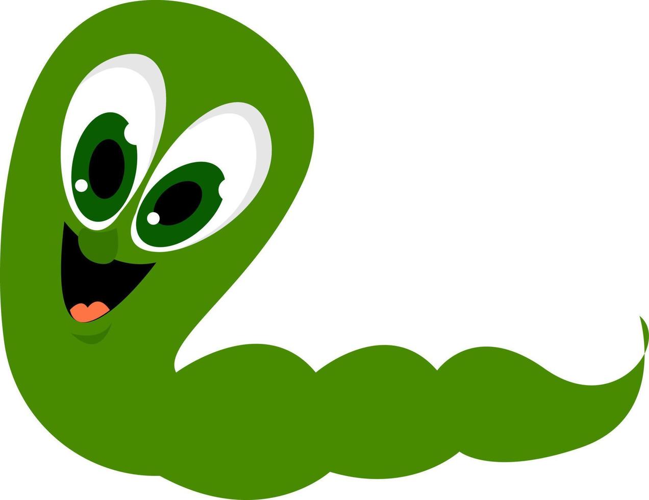 Green worm, illustration, vector on white background.