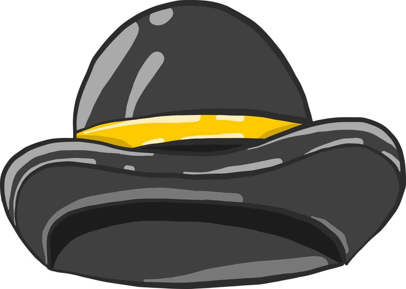 sombrero negro, ilustración, vector sobre fondo blanco.