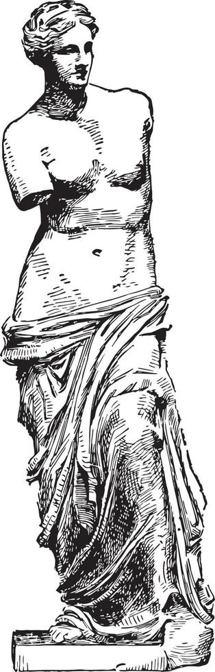 Venus de Milo is a famous ancient Greek statue, vintage engraving. vector