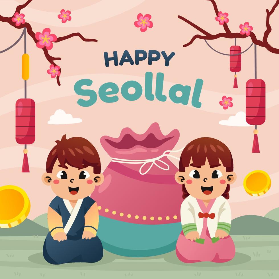 Seollal Greetings Illustration vector