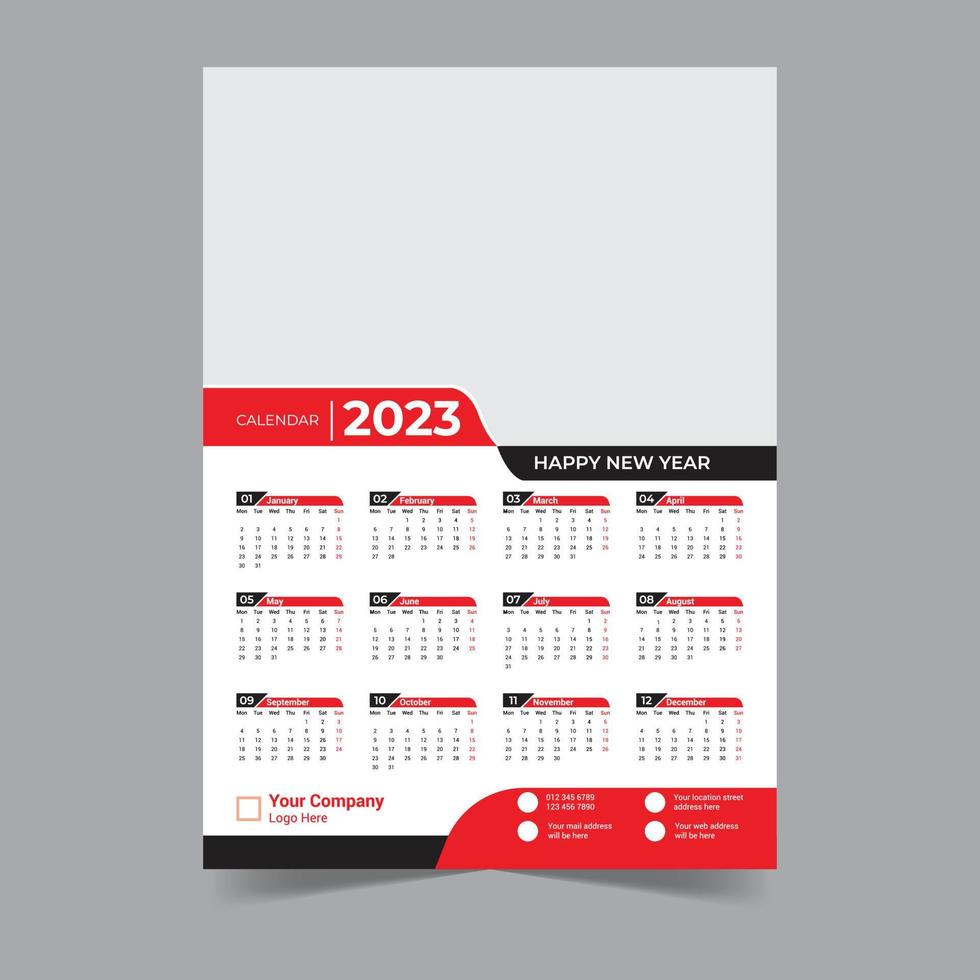 Wall calendar 2023 template design vector