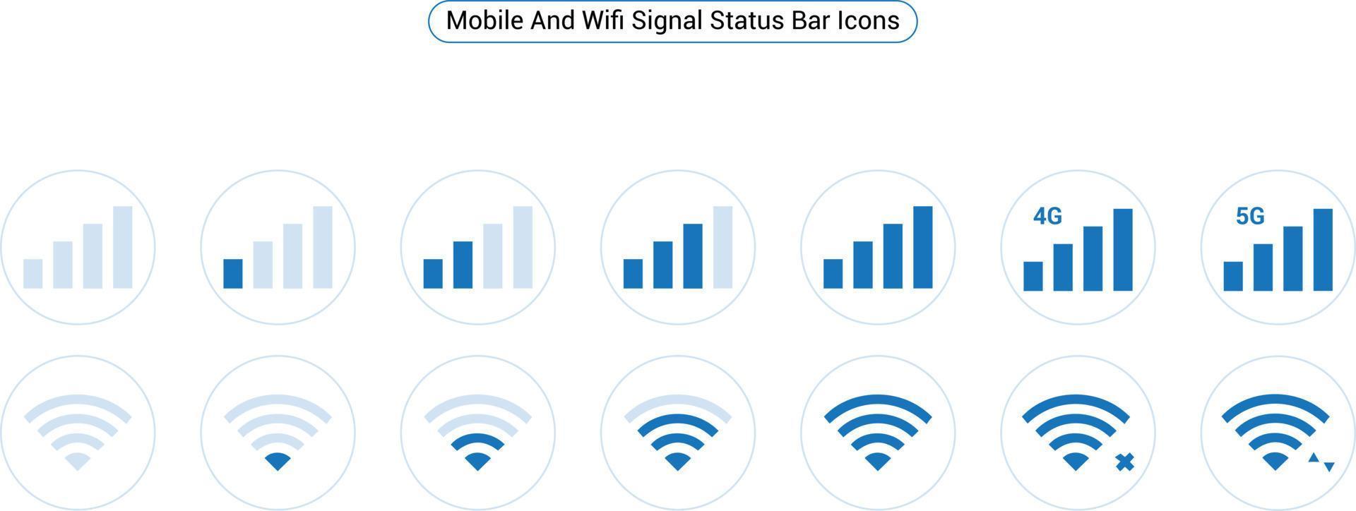 conjunto de iconos de señal de internet de smartphone, icono de señal wifi vector