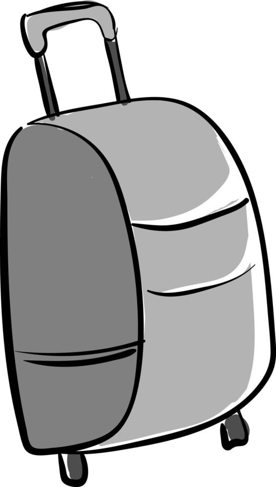 Gray suitcase, illustration, vector on white background.
