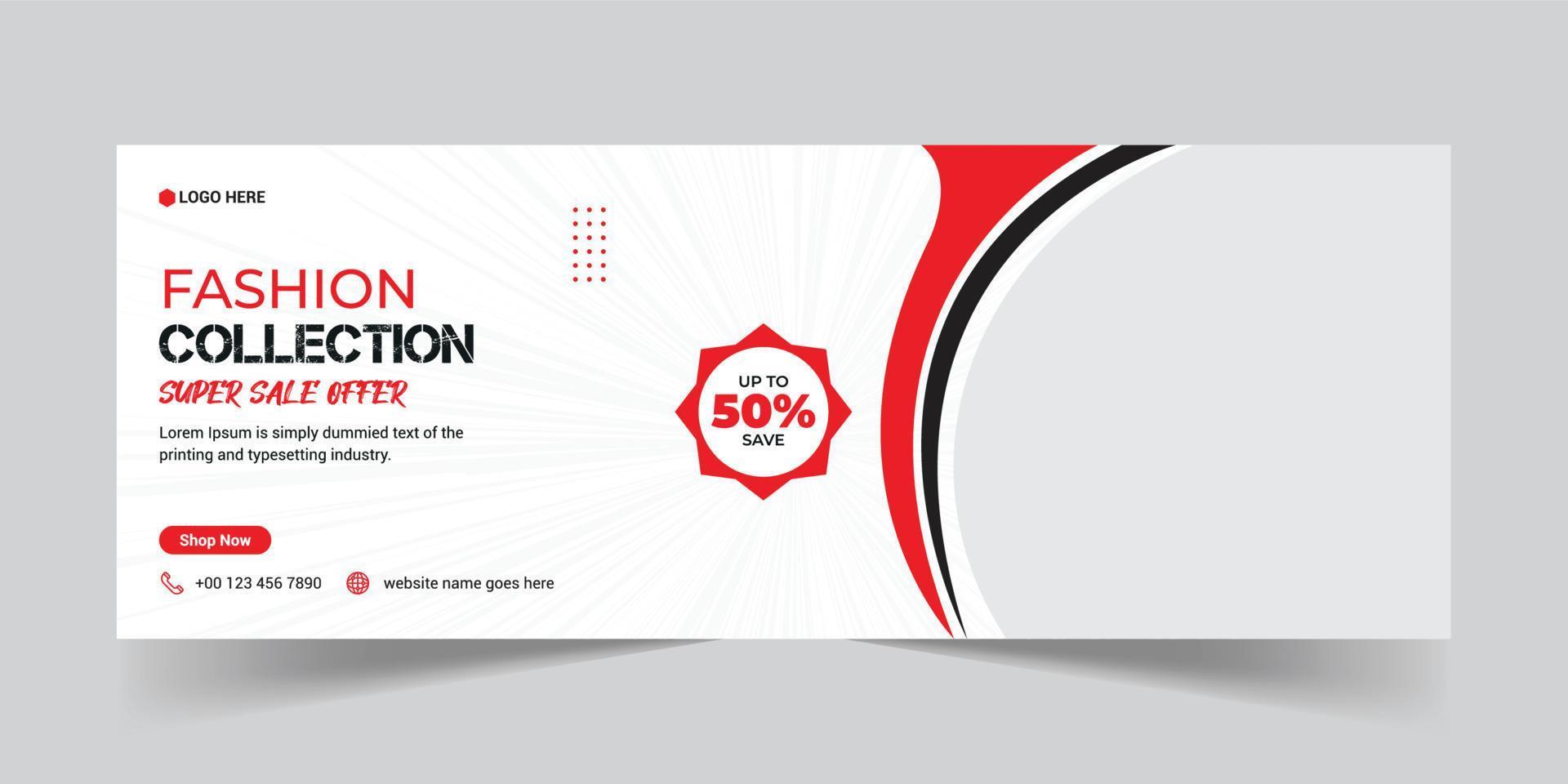 Fashion sale social media facebook cover banner template vector