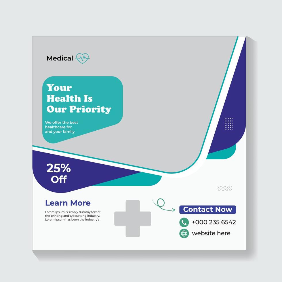 Medical healthcare flyer social media post web promotion banner template vector