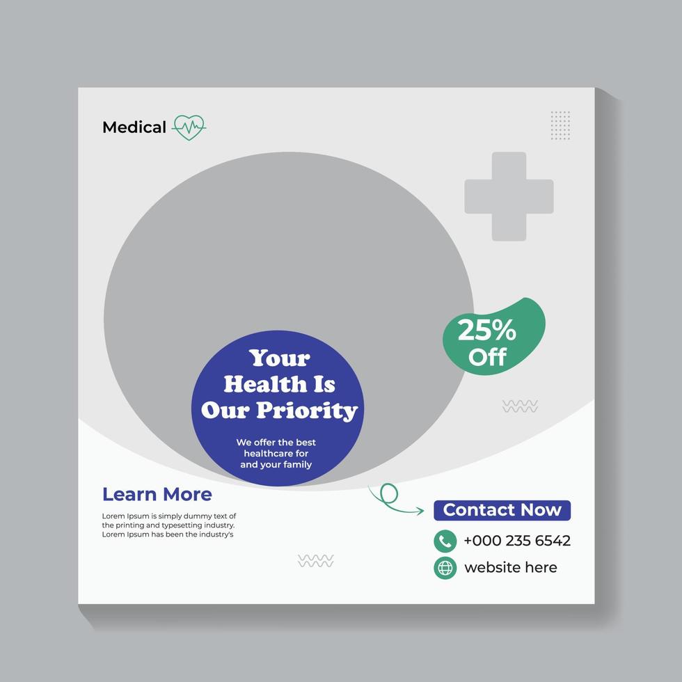 Medical healthcare flyer social media post web promotion banner template vector