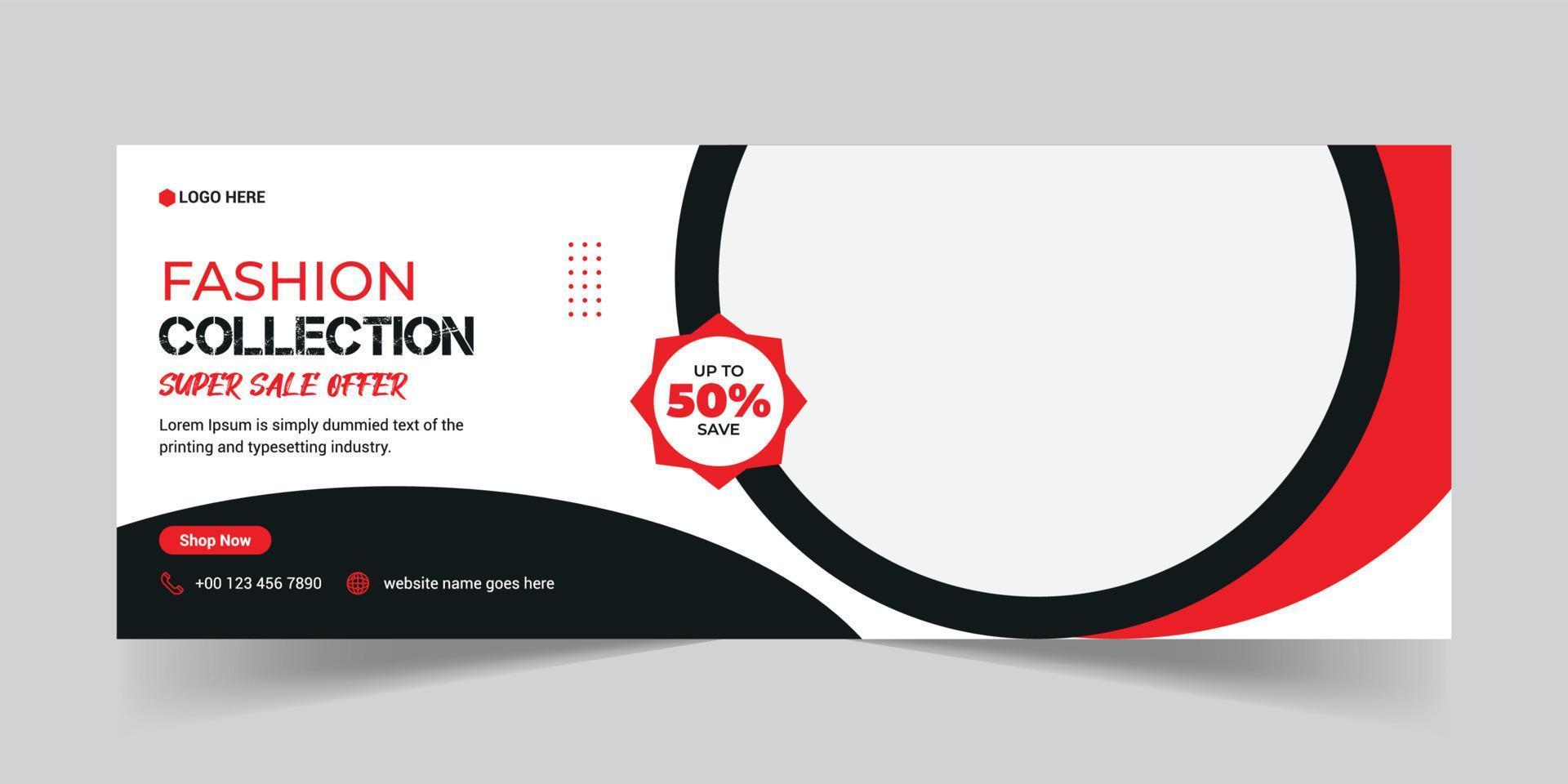 Fashion sale social media facebook cover banner template vector