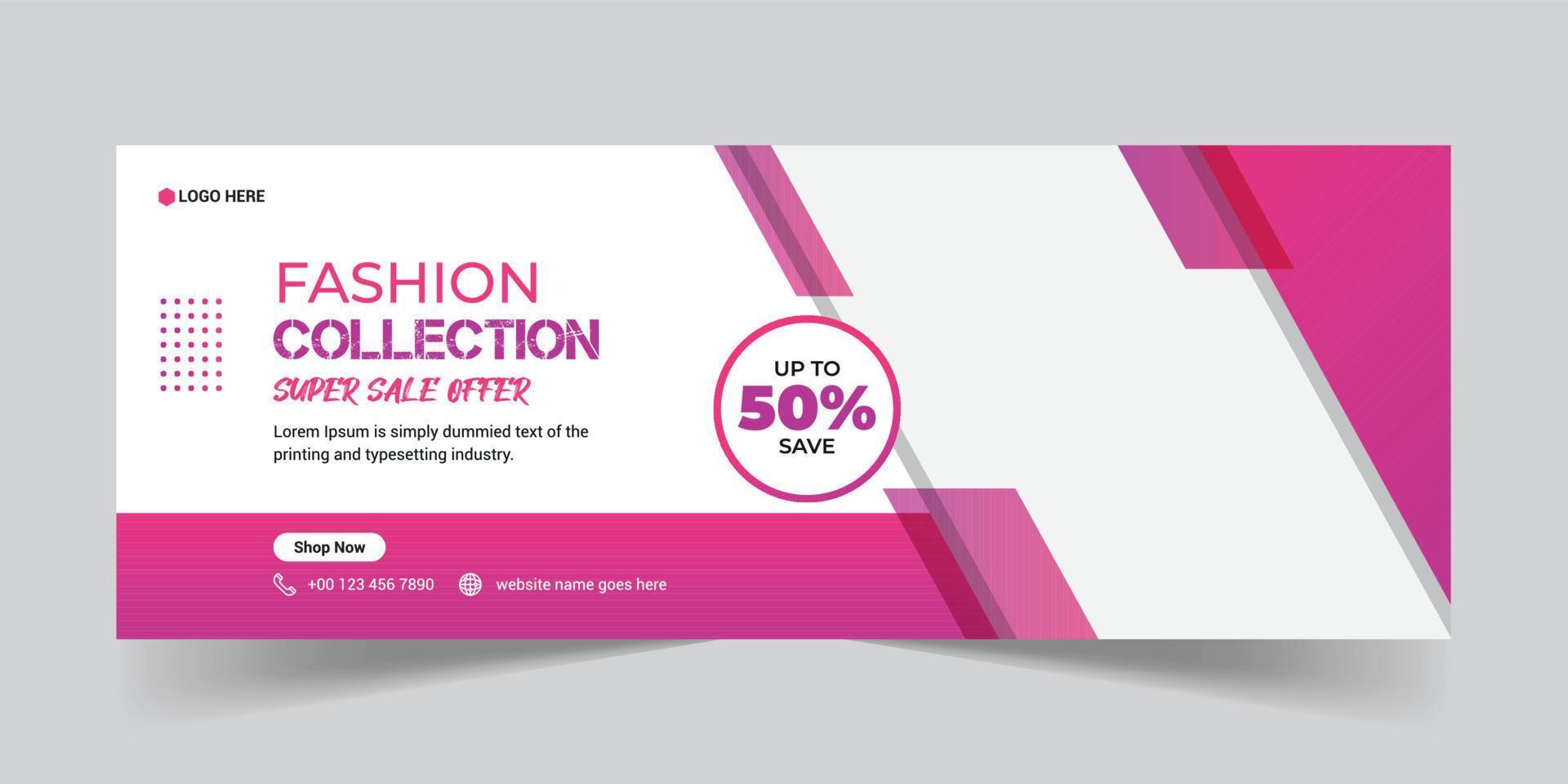 Fashion sale social media facebook cover banner template vector