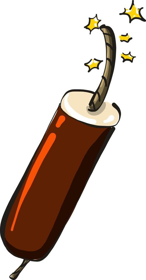 Dynamite about to explode, illustration, vector on white background.