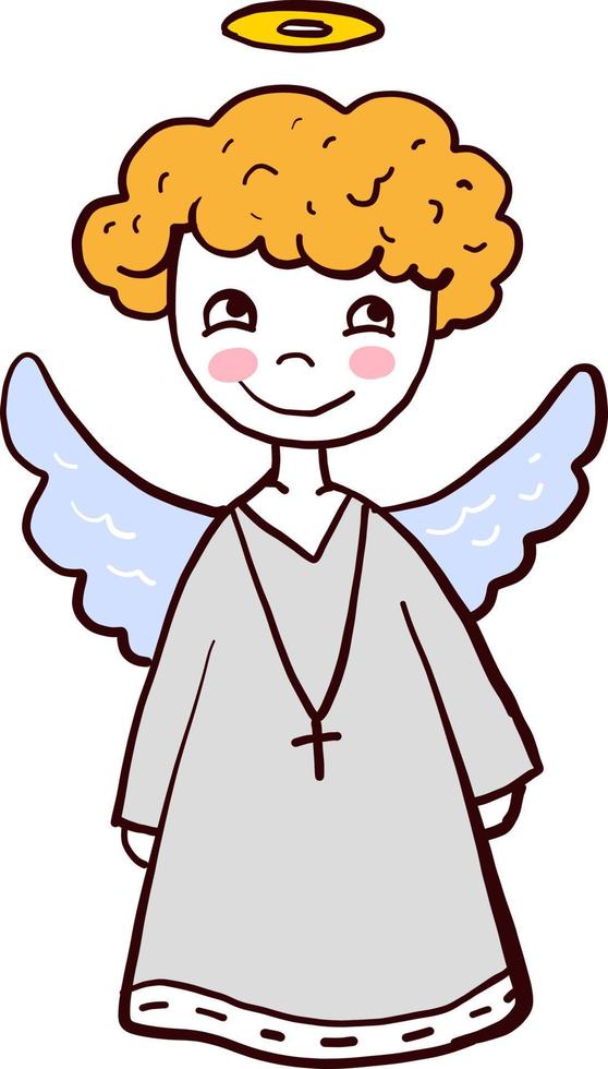 Little angel boy, illustration, vector on white background.